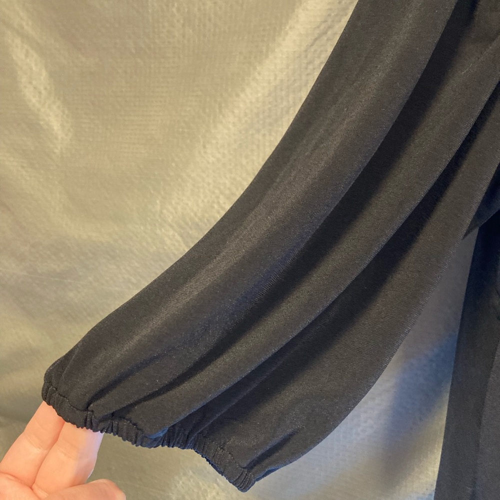 Ann Taylor Factory - Black Women's 3/4 Sleeve Peasant Blouse, Size Large - Picture 10 of 11